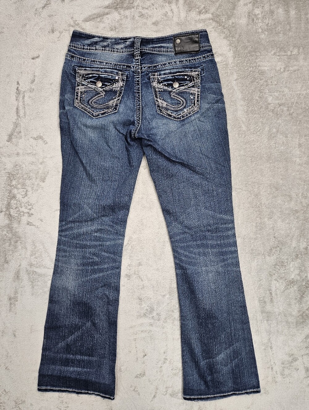 Silver Jeans Co. Suki Mid Boot Jeans W29/L33 Embellished Rhinestone Pockets